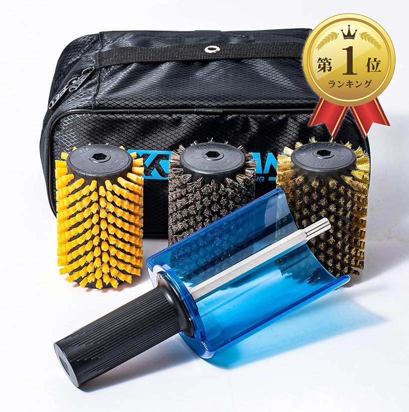 【ランキング1位入賞】スノーボード用ナイロン ブロンズ コルク 馬毛ブラシ ロータリーブラシ シングルシャフト ハンドルの４点セット 長さ (ナイロン、ブロンズ、馬毛ブラシ、シングルシャ)