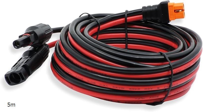 MC4 to XT60i 変換 充電 ケーブル 10AWG ソーラー 太陽光 パネル 発電機 接続 コネクタ (赤黒, 5m)