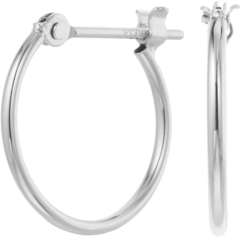 Piena ピエナK14WG ホワイトゴールド フープシンプル 日本製 縦12.3mm 横13.3mm ピアス レディース｜ホリック