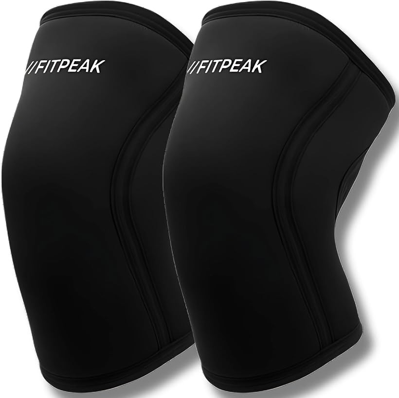 ニースリーブ 筋トレ ニーラップ ニーサポーター 膝サポーター ウェイトリフティング スクワット 厚さ7mm 人間工学に基づくデザイン (ブラック, L)