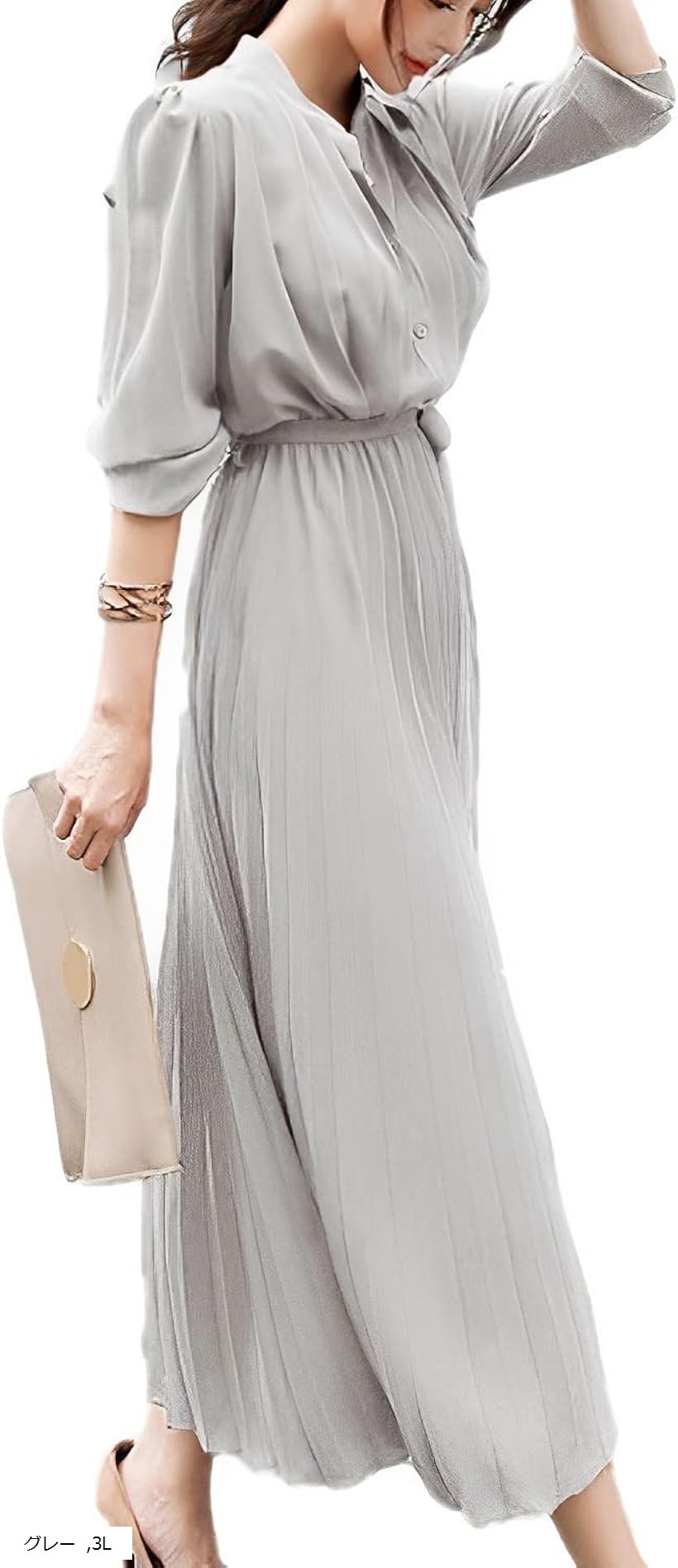楽天市場】上品 プリーツ ロング ワンピース レディース 長袖 きれいめ