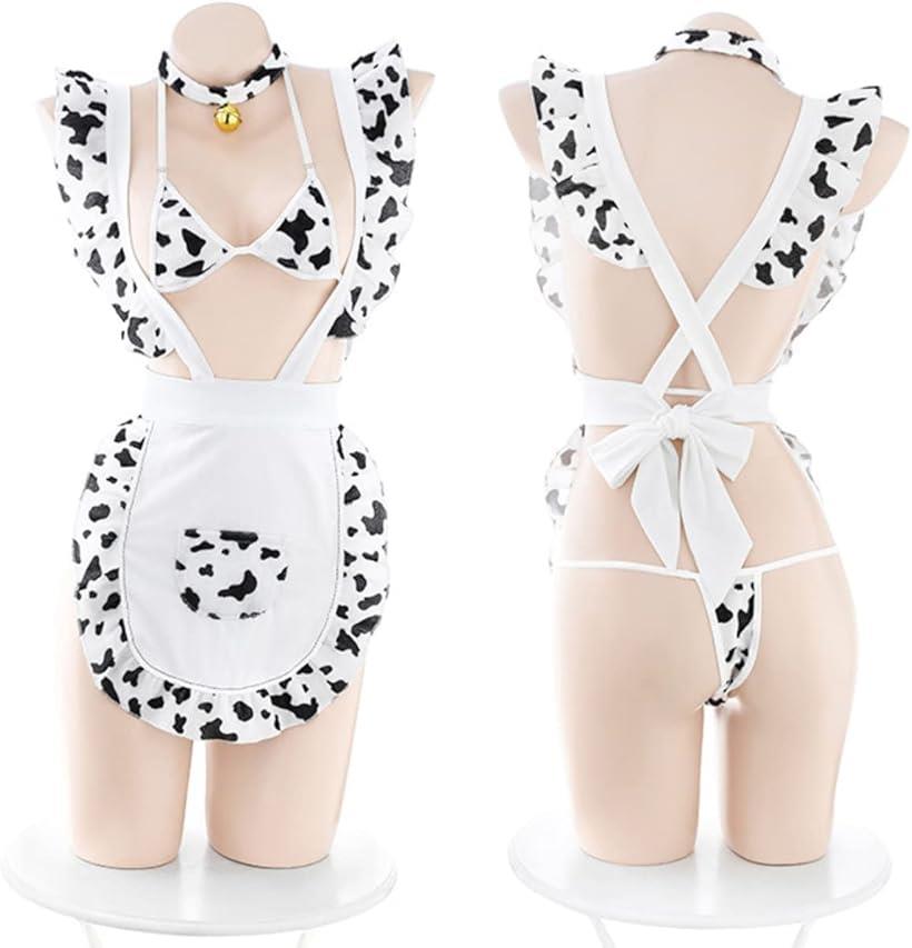 レディレイジー セクシー 牛 メイド コスプレ 下着 ランジェリー 牛柄 耳付き 白 ホワイト (ホワイト, Free Size)画像