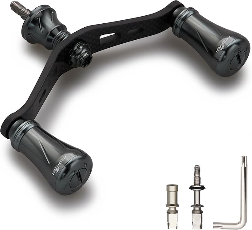 90mm リール ハンドル シマノ ダイワ 通用 1.5K炭素布 カーボンクランクハンドル スピニングリール用 Chess Series 19mmノブ搭載 - ダークグレー 0590 (19mmノブ搭載 - ダークグレー(22ST)