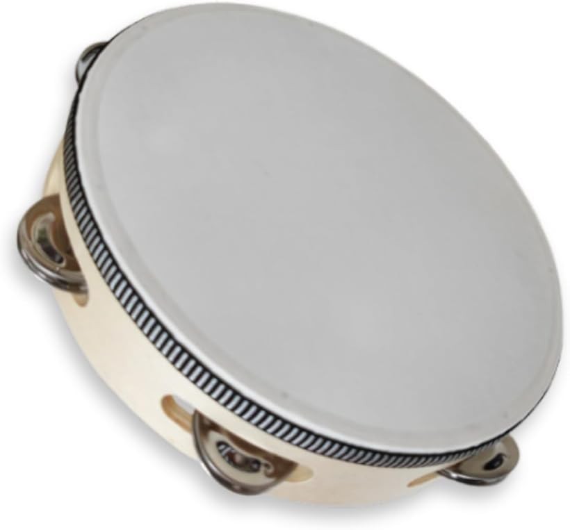 Tambourine instrument, percussion instrument, dance ballet, wooden compact, lightweight, easy tambourine (birch, diameter 20 cm)