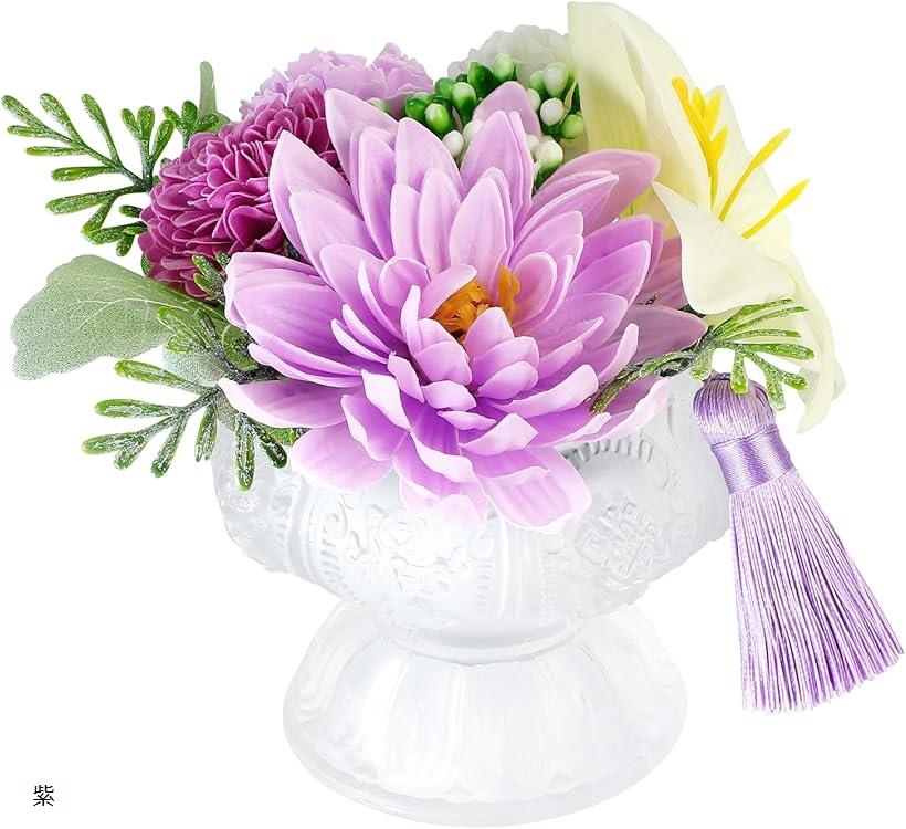 造花　仏花　御供え花　仏壇　法事　初盆　お彼岸　白百合アレンジ 楽天市場】仏花 御供え お仏壇 蓮の台 お盆 エコフラワー お彼岸