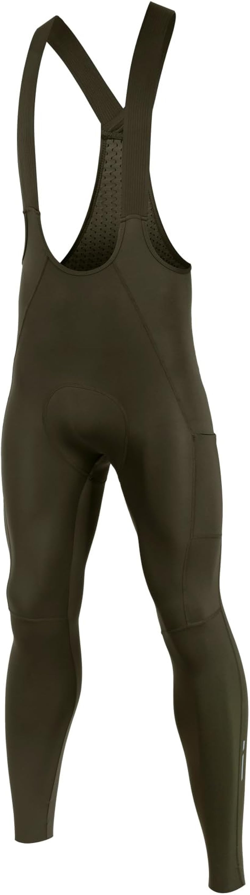メンズ サイクルパンツ サイクルビブパンツ ロング ビブタイツ サイクリング ロードバイク サイクルウエア 4Dパッド 通気 速乾 弾力 ポケット 反射材 (グリーン, XL)