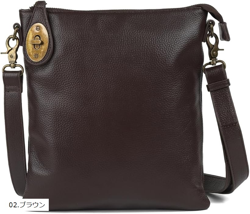 永く使える逸品 本革 ショルダーバッグ メンズ 薄型 小さめ 皮 レザー uy31 (02.ブラウン)