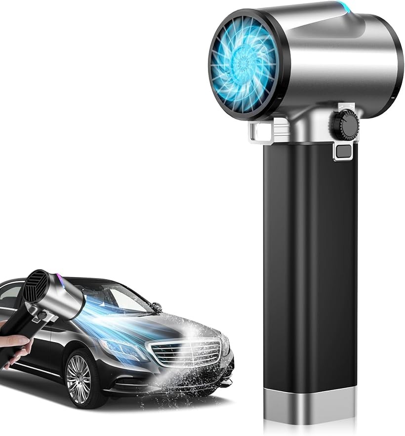 ブロワー 強力 洗車1800g超強推力・160m/s風速エアダスター 日本企業 日本ブランド 無段階風量調整 16000mAh BMS高性能電池 充電式 軽量小型ブロワー 電動エアダスター 低騒音 LEDライト付き (シルバー・ブラック)