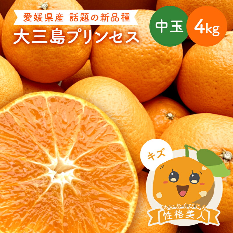 送料無料 大三島プリンセス 性格美人(キズ) 中玉 4kg ◆ 愛媛県 大三島 お取り寄せ 国産 みかん 蜜柑 柑橘 愛媛みかん 果物 フルーツ 訳あり わけあり グルメ 紅プリンセスと同じ品種 甘平 大三島 まどんな 紅 グルメ