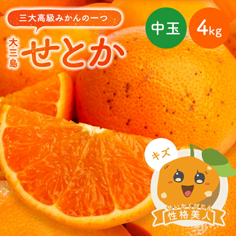 【最大800円OFFクーポン★4/4 20:00-4/17 9:59】送料無料 せとか 性格美人(キズ) 中玉 4kg ◆ 愛媛県 大三島 お取り寄せ 国産 みかん 蜜柑 柑橘 愛媛みかん 果物 フルーツ 訳あり わけあり グルメ