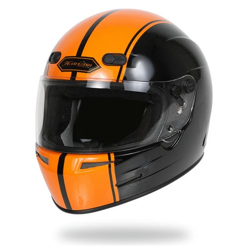 【アウトレット】フルフェイス へルメット バイク ブラック オレンジ グロス M~XL HORIZON HELMETS GT-5|HORIZON HELMETS