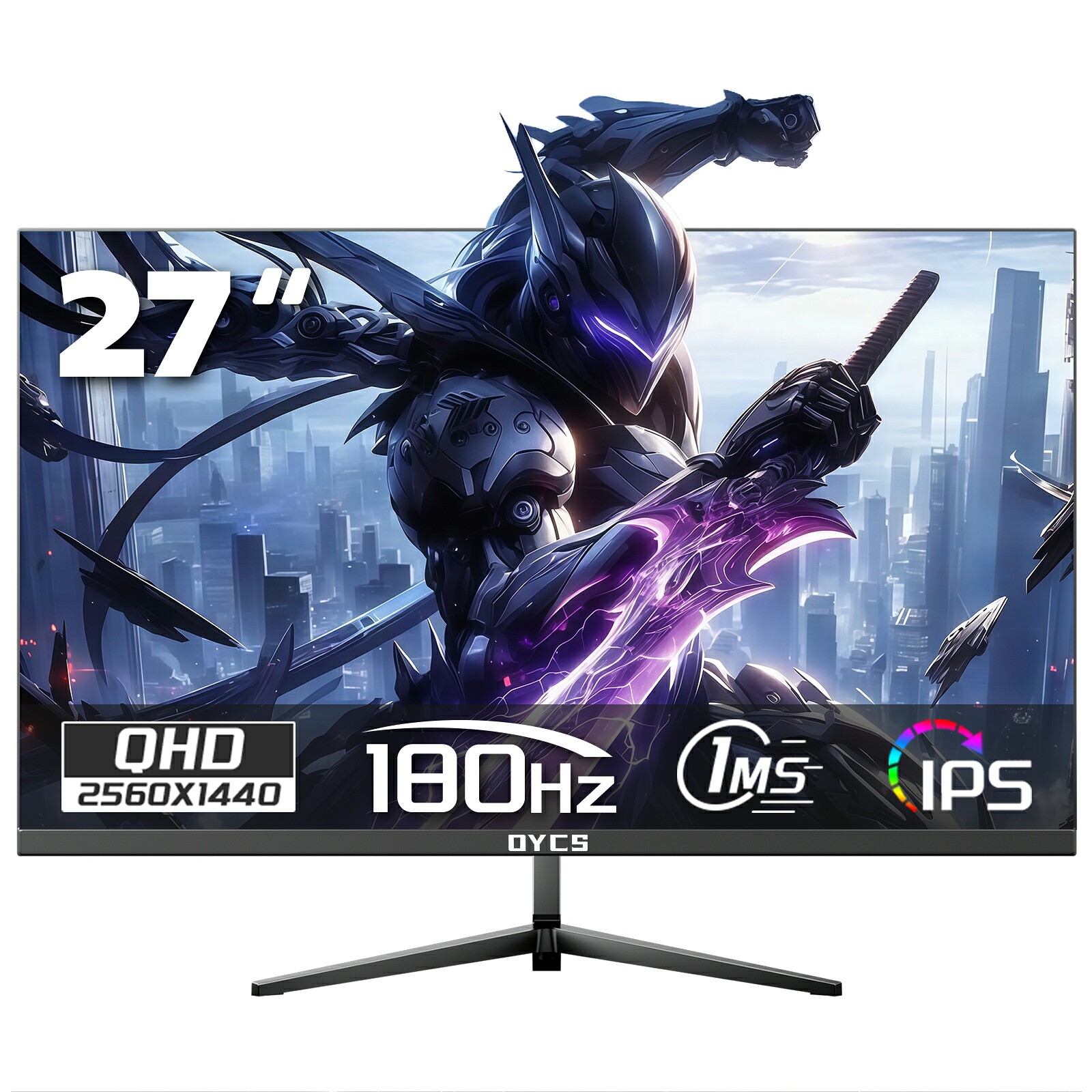 27インチ モニター IPSパネル 2K QHD 2560×1440 180Hz 1ms HDR FreeSync G-Sync互換 低ブルーライト フレームレス ディスプレイ ゲーミングモニター PCモニター HDMI2.0*2 DP1.4*2 VESA100×100mm 在宅勤務 事務用 ゲーム用