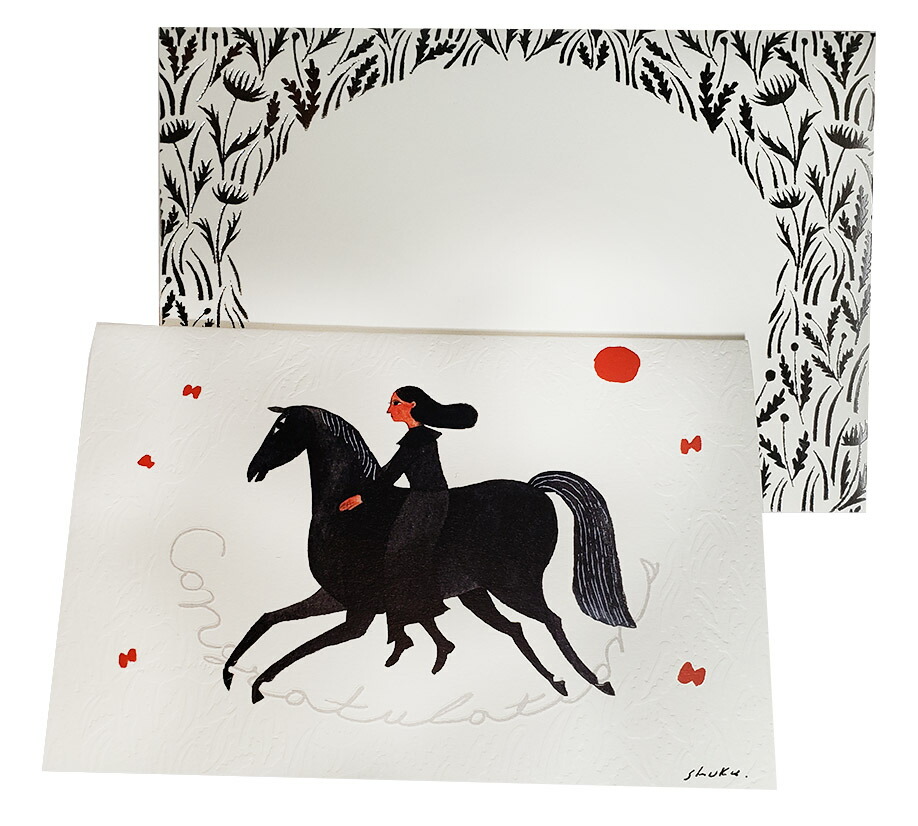 楽天市場】馬のイラストレーターおがわじゅりポストカード〜重種の馬