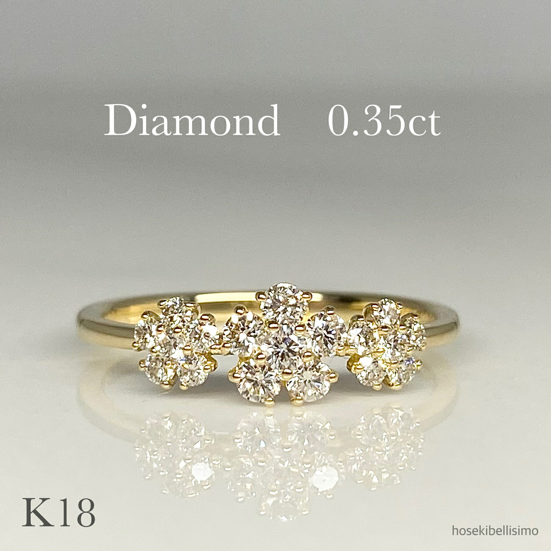 【受注生産】 K18 ダイヤモンド リング 0.35ct フラワー 花 天然 ダイヤ 取り巻き 18金 18k ボタニカル お花 ダイヤ ゴールド 4月 誕生石 ジュエリー レディース 指輪 細身 華奢 豪華 宝石 色石 天然石