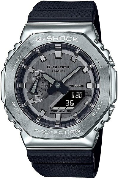 CASIO カシオ GM-2100-1AJF G-SHOCK ジーショック メタルカバード ブラック &times; シルバー メンズ 腕時計｜ＨＯＳＨＩＧＵＬＦ 店