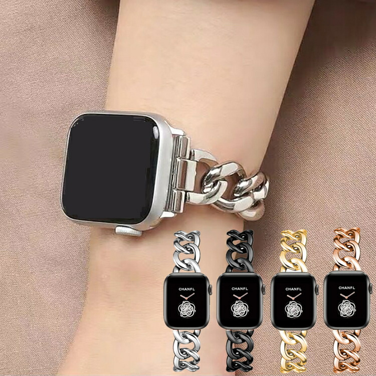 Apple Watch 38 40 41mm バンド チェーン ローズゴールド