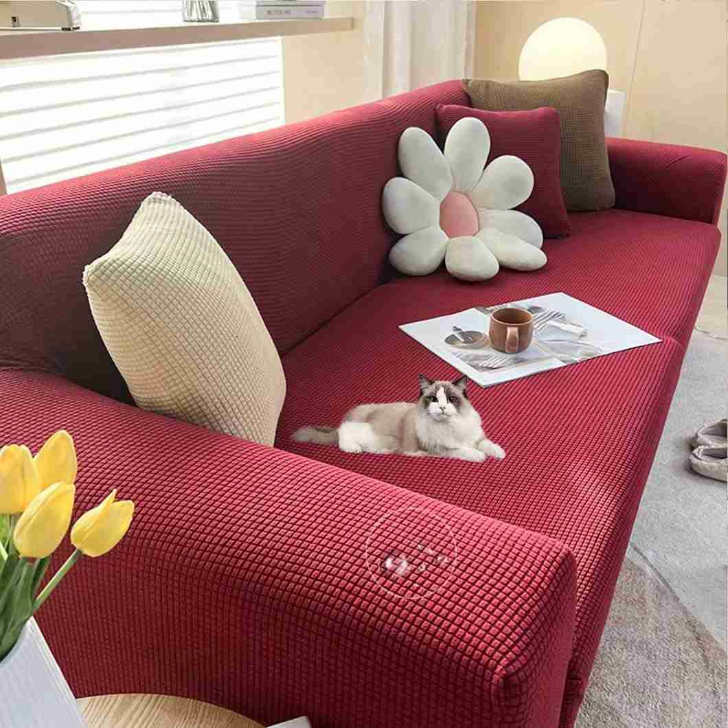 【3500円以上で7%OFF】 滑り止め 防塵 キズ防止 猫 犬 フィットカバー ストレッチ 伸び良く 伸縮素材 縦横弾力 犬猫対策 おしゃれ ソファー保護カバー 無地 柔らかい 一体型 撥水加工 肘付き 1人掛け ソファーカバー
