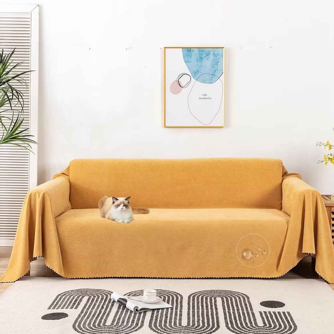 【クーポン+ポイント10倍】 肘付き 4人掛け 3人 2人 1人 犬猫対策 ペット対応 大判 長方形 犬猫用シートマルチカバー 毛髪不粘着 防水ソファーシーツ 無地 おしゃれ 北欧 シンプル かけるだけ 撥水加工 ソファーカバー