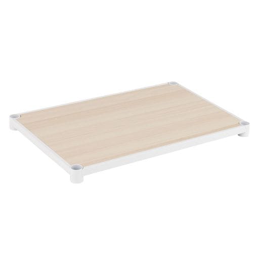 ドウシシャルミナス ラック スチールラックパーツ ウッドシェルフ 木製棚板 ポール径25MM 幅61×奥行41CM LL6040-WD スリーブ4個付き 白 スチールフレーム 天板 ナチュラル 耐荷重80KG