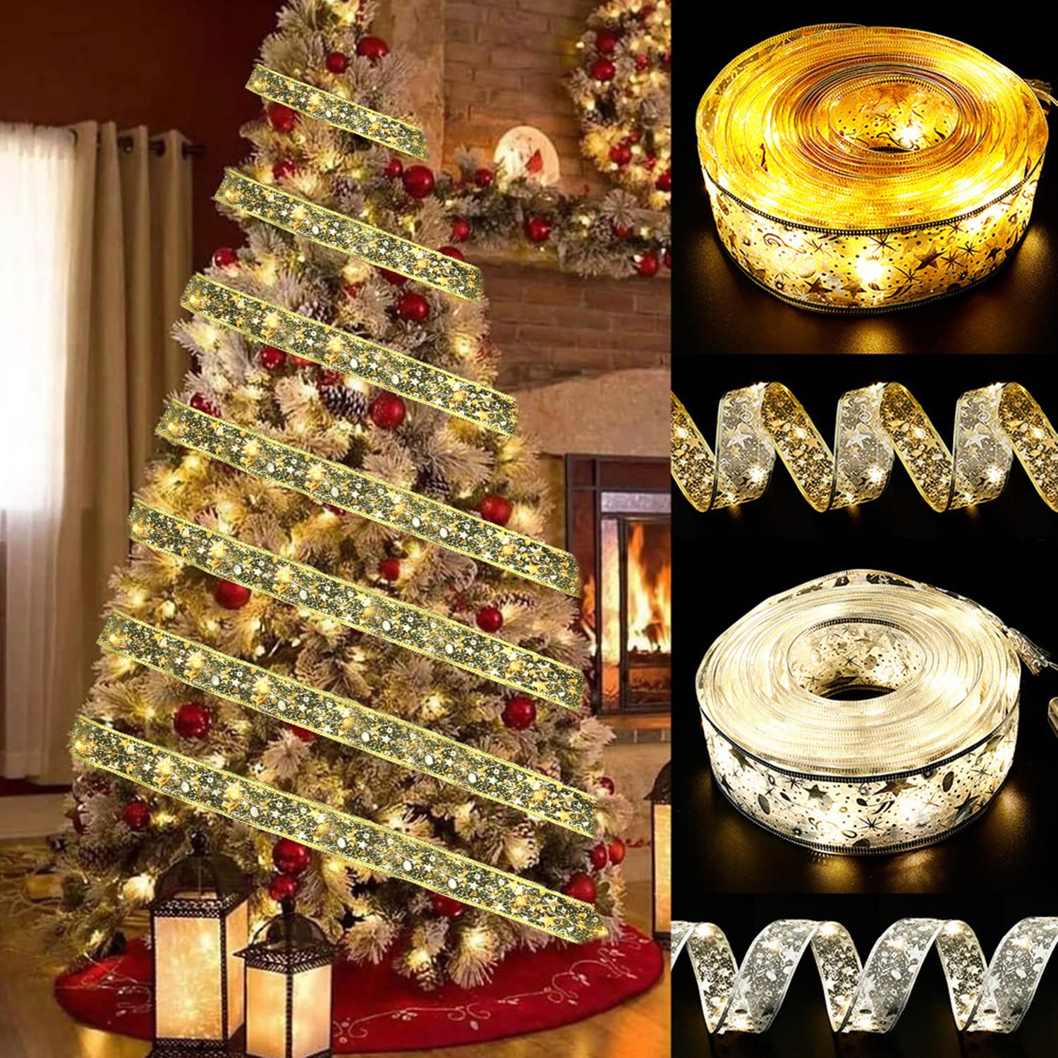 クリスマスイルミネーションライト蓄電池式クリスマスシュロの葉 5M 50LED /10M 100LED 飾りもの ヨーロッパ樅 飾りつけ 佇まい ローマン的 差し上げ物 クリスマス 飾りつけともし火 御芽出度 祝い事日 正月 園地ともし火屋内/露天 飾りもの (マルチ色合い  20m)