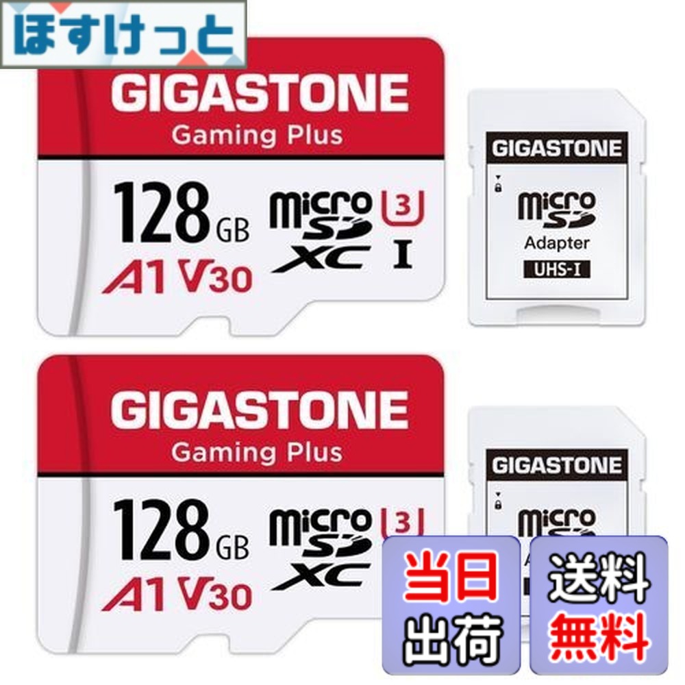 【貨物輸送無料】GIGASTONE マイクロsd歌留多 128GB 2個仕掛ける, SDアダプター2個付 ミニ納める入れもの2個付, 4K UHD画像 100MB/S 弾丸道路 MicroSDXC, UHS-I A1 V30 U3 Class 10