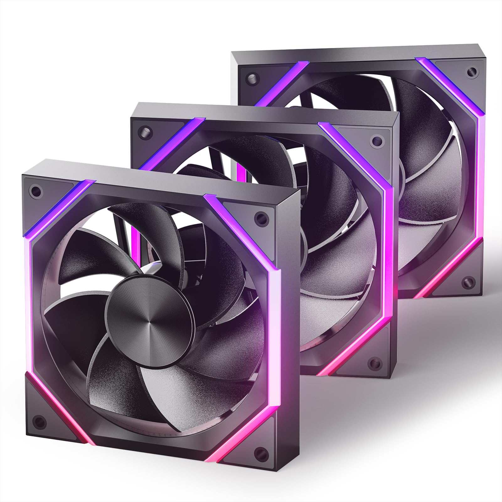 専用【新品・黒N2+R2】140mm 大型ケースファン ARGB/PWM NZXT ケースファン ［ 120mm /1800RPM ］ F series RGB DUO FAN