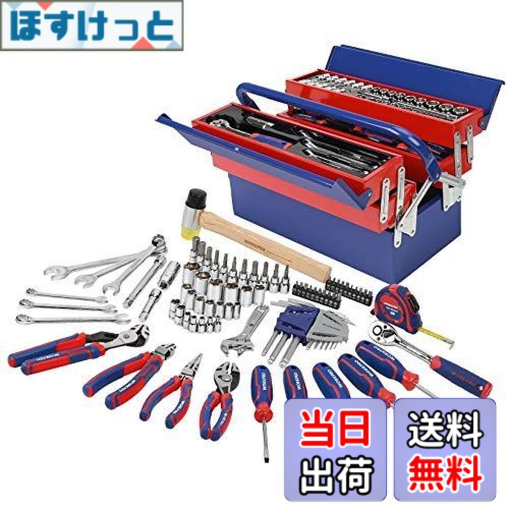 【送料無料】WORKPRO ツールセット 工具セット 家庭用 自動車 85点組 ホームツールセット ガレージツール 整備工具セット ソケットレンチセット メンテナンス 車 バイク DIY作業 鉄製ケース付属
