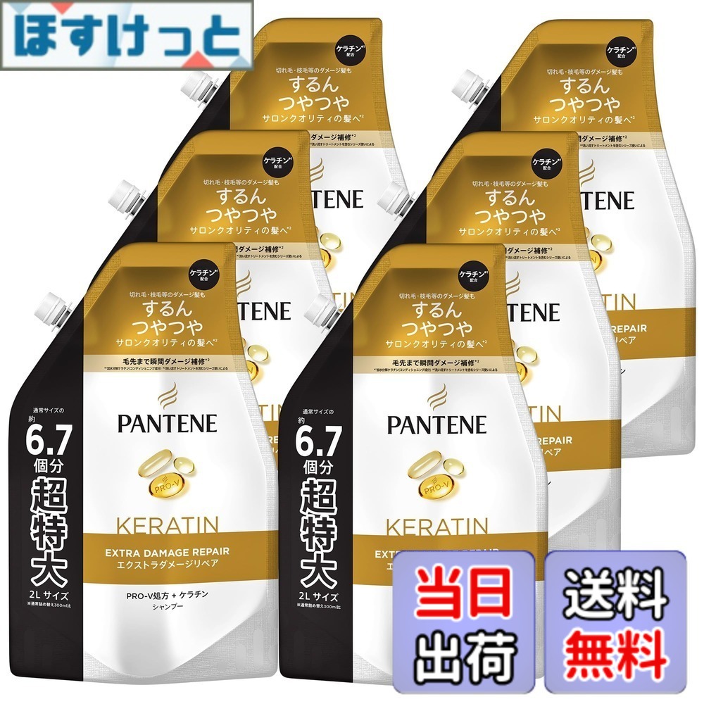 【送料無料】パンテーン シャンプー 詰替え 超特大 2L 【限定】 色：ホワイト、サイズ：2リットル x 6個｜ほすけっと店