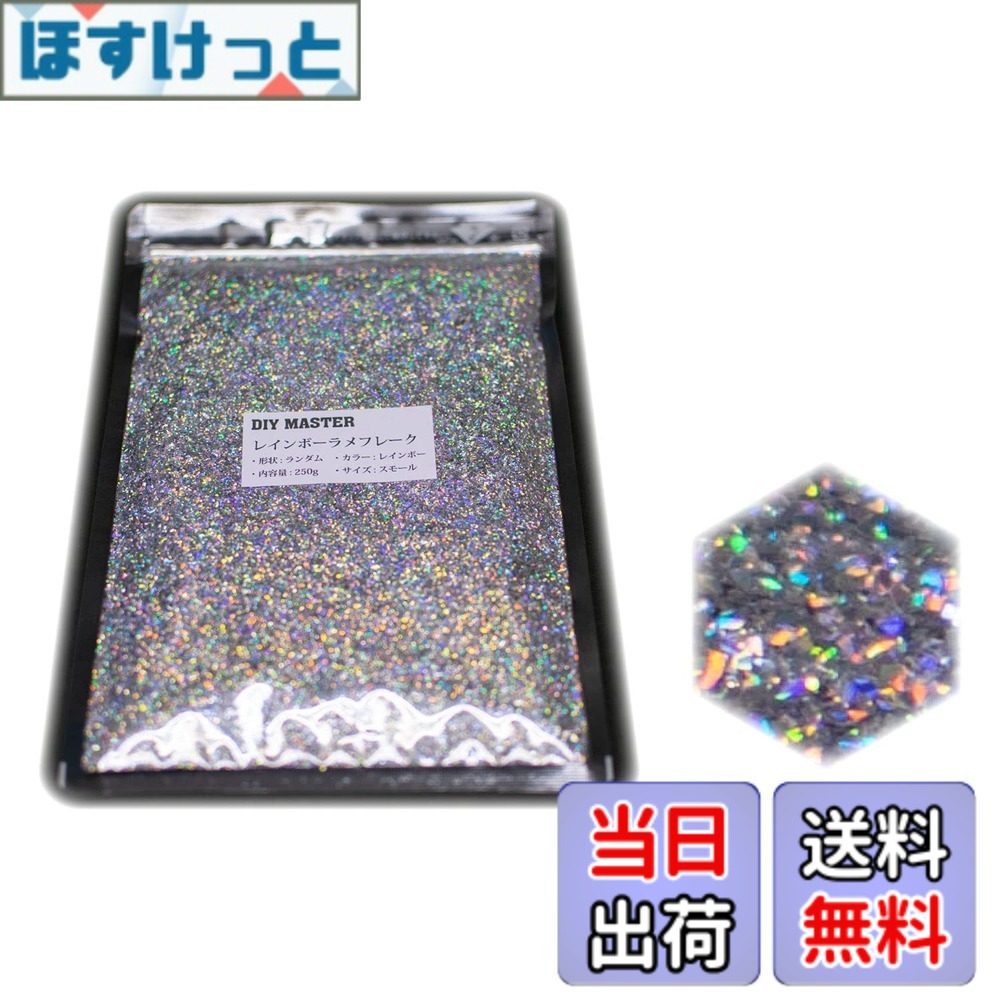 【貨物輸送無料】DIY MASTER 虹霓 ラメ フレーク 0.4粍 50g 色：1.レインバーラメフレーク、大いさ：13.【手当たり次第/スモール】250g