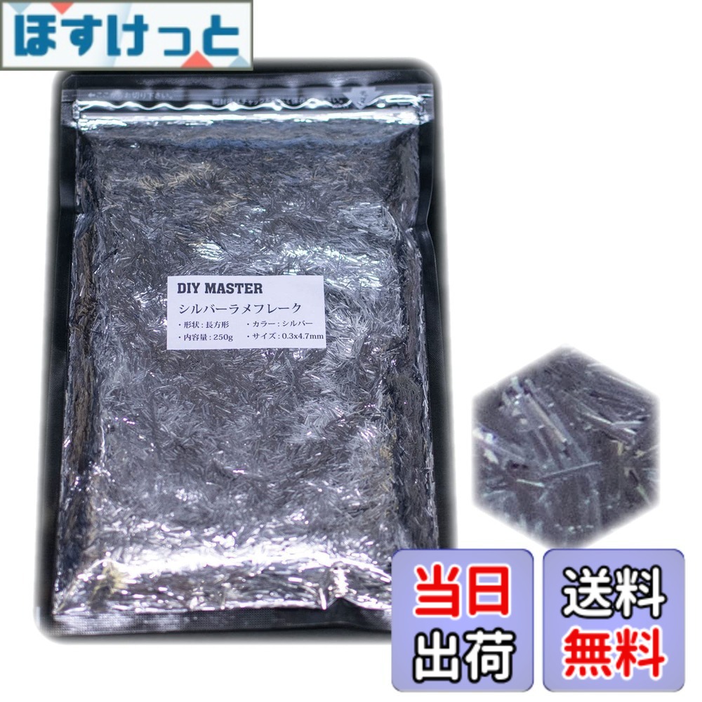 【貨物輸送無料】DIY MASTER 虹霓 ラメ フレーク 0.4粍 50g 色：5.シルバーラメフレーク、大いさ：11.【0.3x4.7粍】250g
