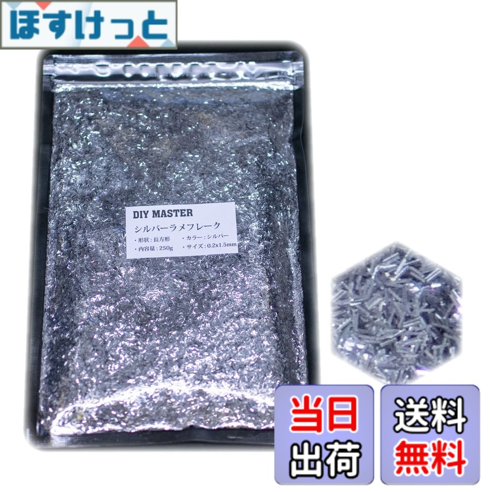 【貨物輸送無料】DIY MASTER 虹霓 ラメ フレーク 0.4粍 50g 色：5.シルバーラメフレーク、大いさ：09.【0.2x1.5粍】250g