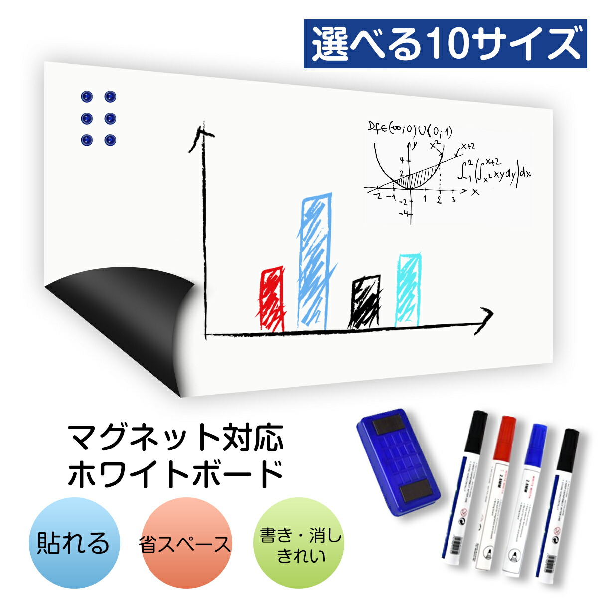 ＼2倍ポイント／ホワイトボード シート マグネットシート お絵かきボード ホワイトシート マグネット対応 【10サイズ選べる】 粘着式 壁に貼り付け テープ付き メニューボード 自由に裁断 予定表 こども落書き メモー用 贈り物 長さ80cm~240cm 幅40cm~120cm