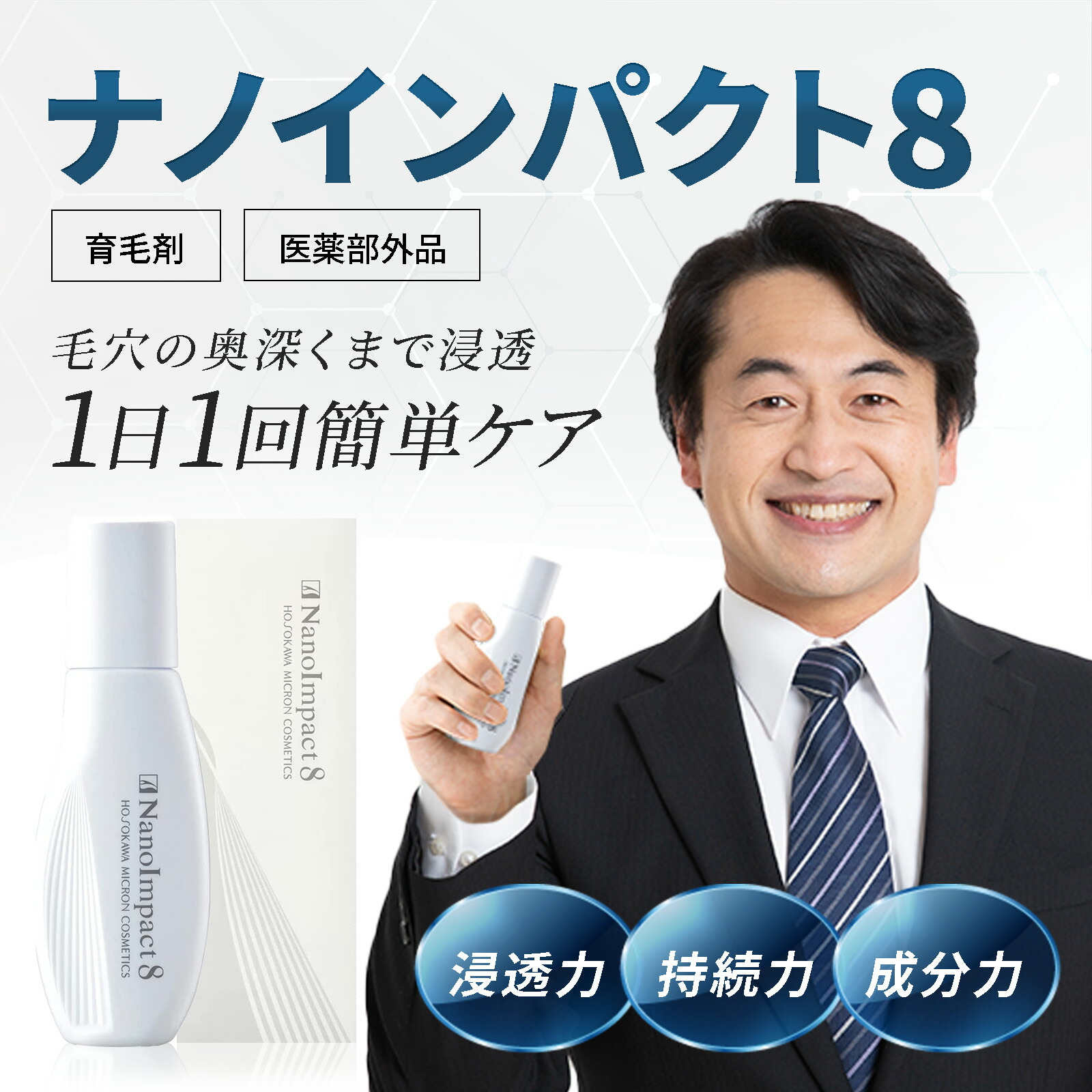 【初回20%OFF＋ポイント10倍！】育毛剤 ホソカワミクロン 薬用ナノインパクト8 60ｍl 約1ヶ月分 男性用 正規品 公式 医薬部外品 ヘアケア  ゆうパケット ポスト投函 対面受取不要 期間限定価格！