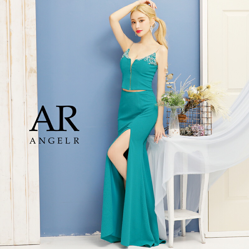 再入荷 AngelR /キャミソールタイプ /２ピース/ロングドレス /バストビジュー/フロント/ファスナー/セパレート/ロングドレス /エンジェルアール /AR23321 []｜HotClothing LAインポート＆ドレス