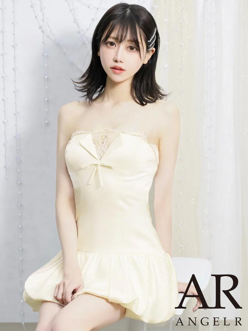 【Angel R/エンジェルアール】バストレース ビジュー バルーンスカート ベアトップ タイト マイクロミニドレス AR25831 セクシー グラマラス 高級感 キャバドレス 【AR ドレス】