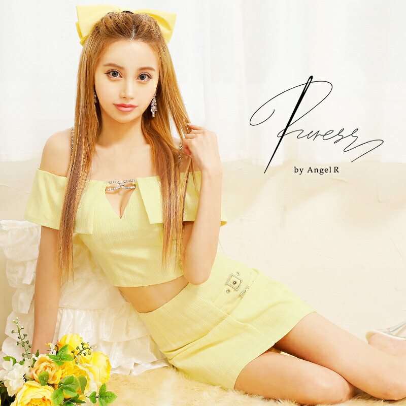 PURESS[ピュアレス]ハートフレア/オフショルダー/ミニドレス /バスト/ビジュー/チャーム/オフショルダー/ベルト/セパレート/タイト/マイクロ/ミニ/ドレス/ワンピース/ キャバドレス/ by AngelR エンジェルアール ps302402 []