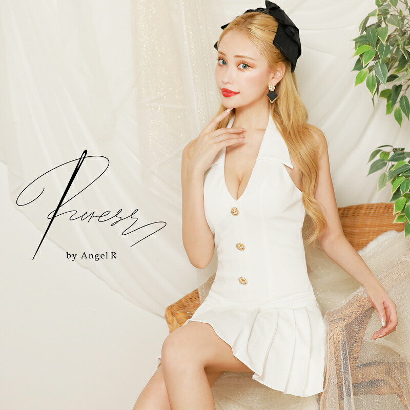 PURESS[ピュアレス] スタイリッシュ/ ビッグカラー/ボタン/プリーツ/フレア/マイクロ/ミニドレス/ワンピース/ キャバドレス/ by AngelR エンジェルアール ps802312 []