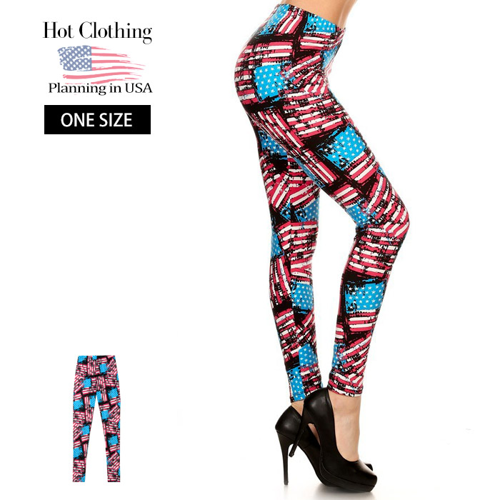 【楽天市場】ピーチスキン フラッグプリント ハイウエストレギンス Leggings Depot レギンスデポ アメリカ 国旗 プリント レギ