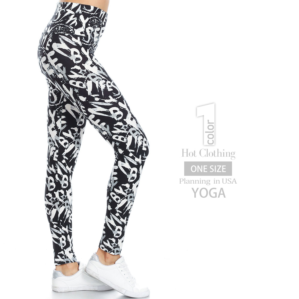 【楽天市場】再入荷 ピーチスキン ロゴグラフィックプリントハイウエストレギンス グラフィティ モノトーン Leggings Depot