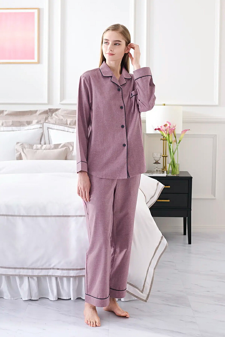 ホテルライクインテリア　レディースパジャマ 楽天市場】コットンジャージーパジャマ レディース 長袖 綿100％ 上下