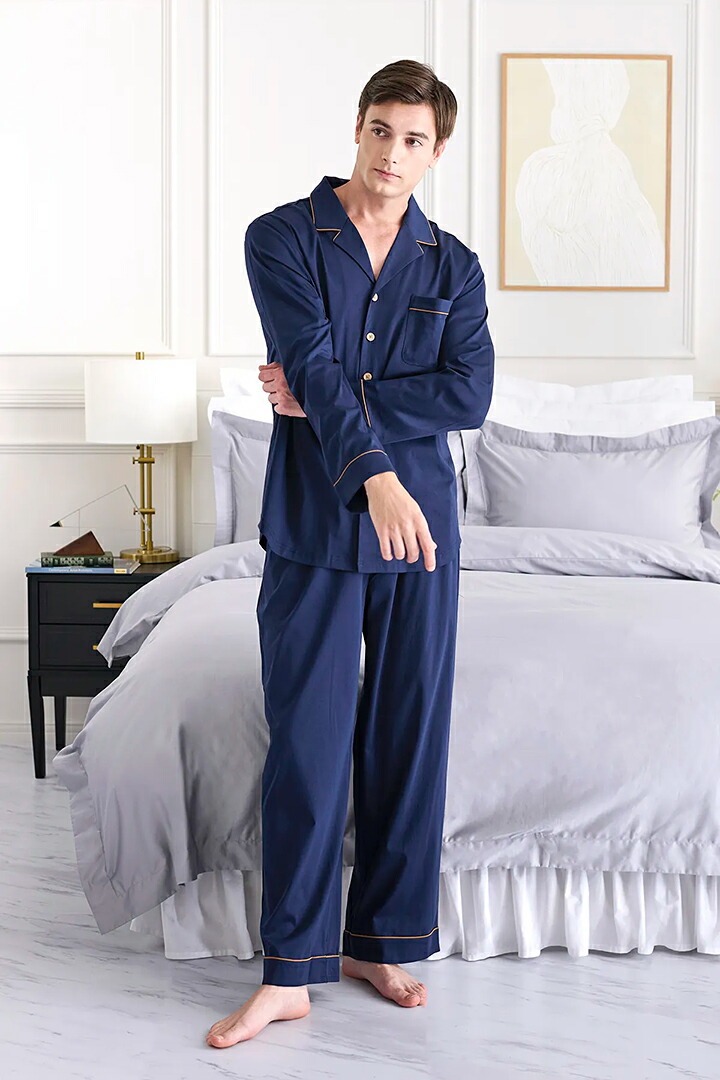 楽天市場】シルクパジャマ メンズ 長袖 上下セット 19匁シルク100