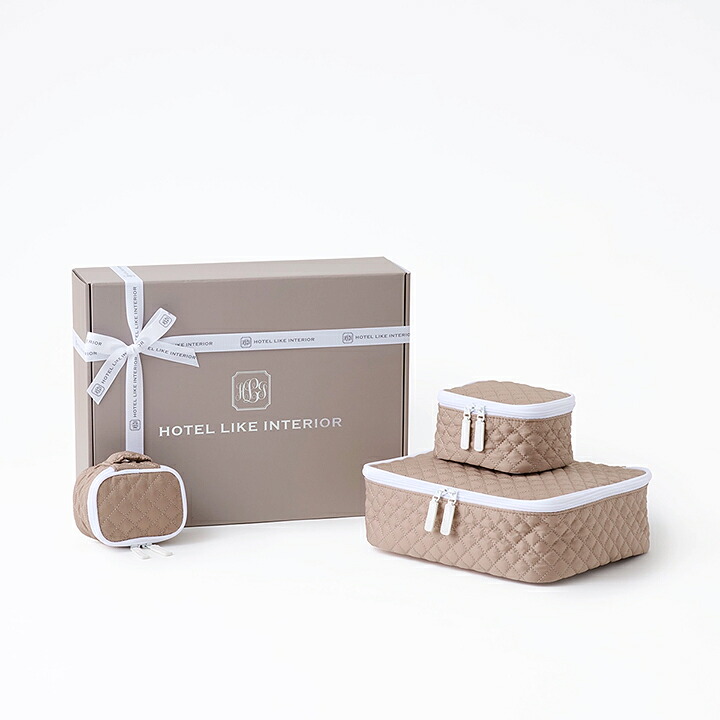 ギフトBOX入り ギフト ダイヤモンドキルトポーチ 3点セット トラベルポーチセット 結婚祝 出産祝 お返し ホテルライクインテリア｜ホテルライクインテリア 9,583円