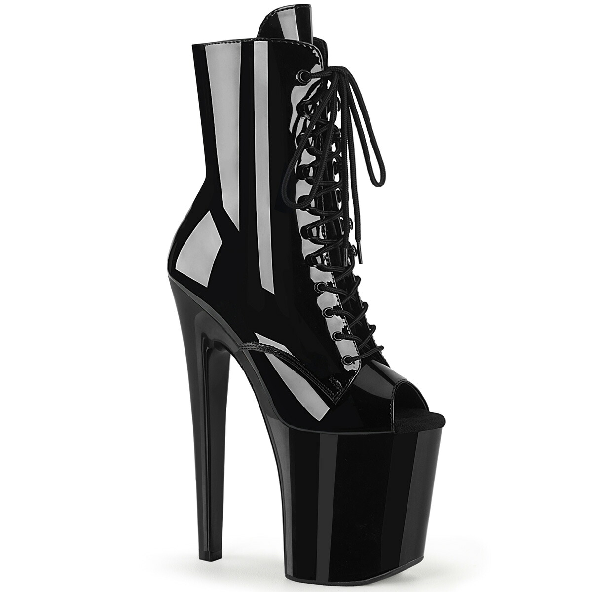 PLEASER　XTREME-1021 プリーザー レディース 厚底 プラットフォーム スパイクヒール オープントゥ レースアップ アンクルブーツ