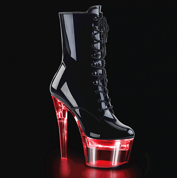 PLEASER　FLASHDANCE-1020-7 プリーザー　レディース プラットフォーム LEDライトアップ レースアップ アンクルブーツ