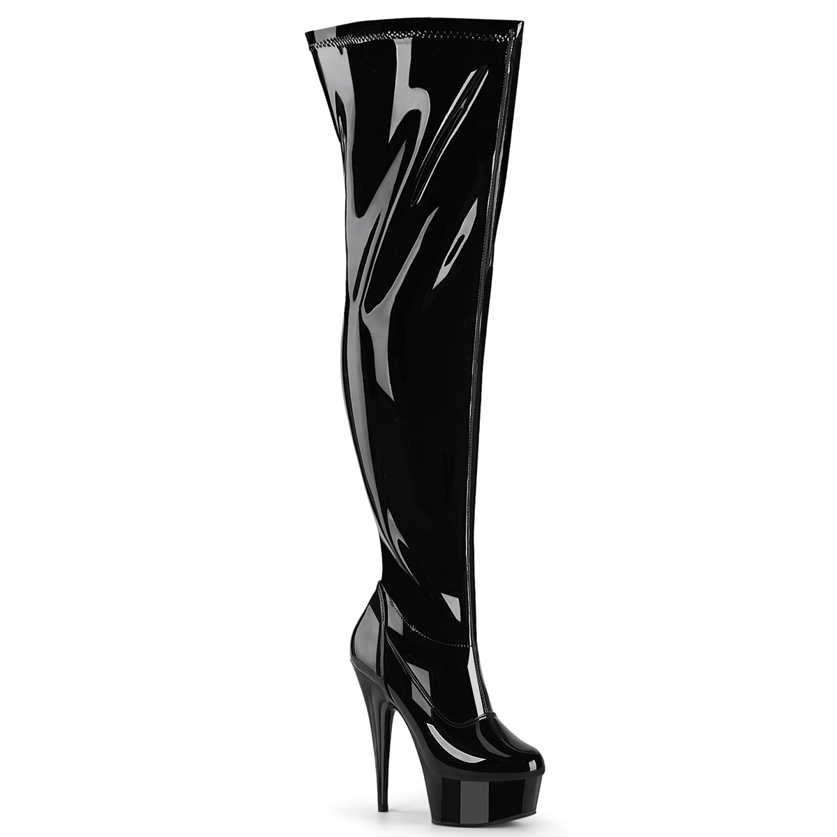 PLEASER　DELIGHT-3000WCF　レディース プラットフォーム ワイドカーフ ストレッチ サイハイブーツ 15,465円