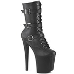 PLEASER ENCHANT-1043 レディース プリズマティック リニア デザイン プラットフォーム トリプル バックルストラップ 編み上げ アンクルブーツ
