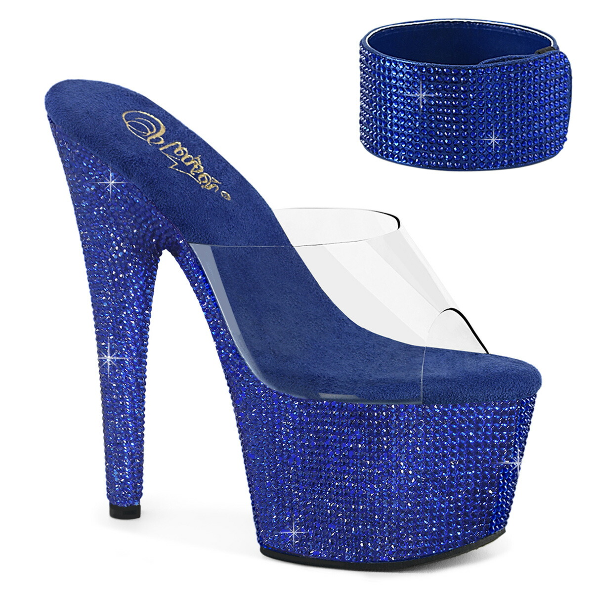 PLEASER　BEJEWELED-712RS プリーザー　レディース ラインストーン プラットフォーム 取り外し可能 アンクルカフ付き スライド サンダル