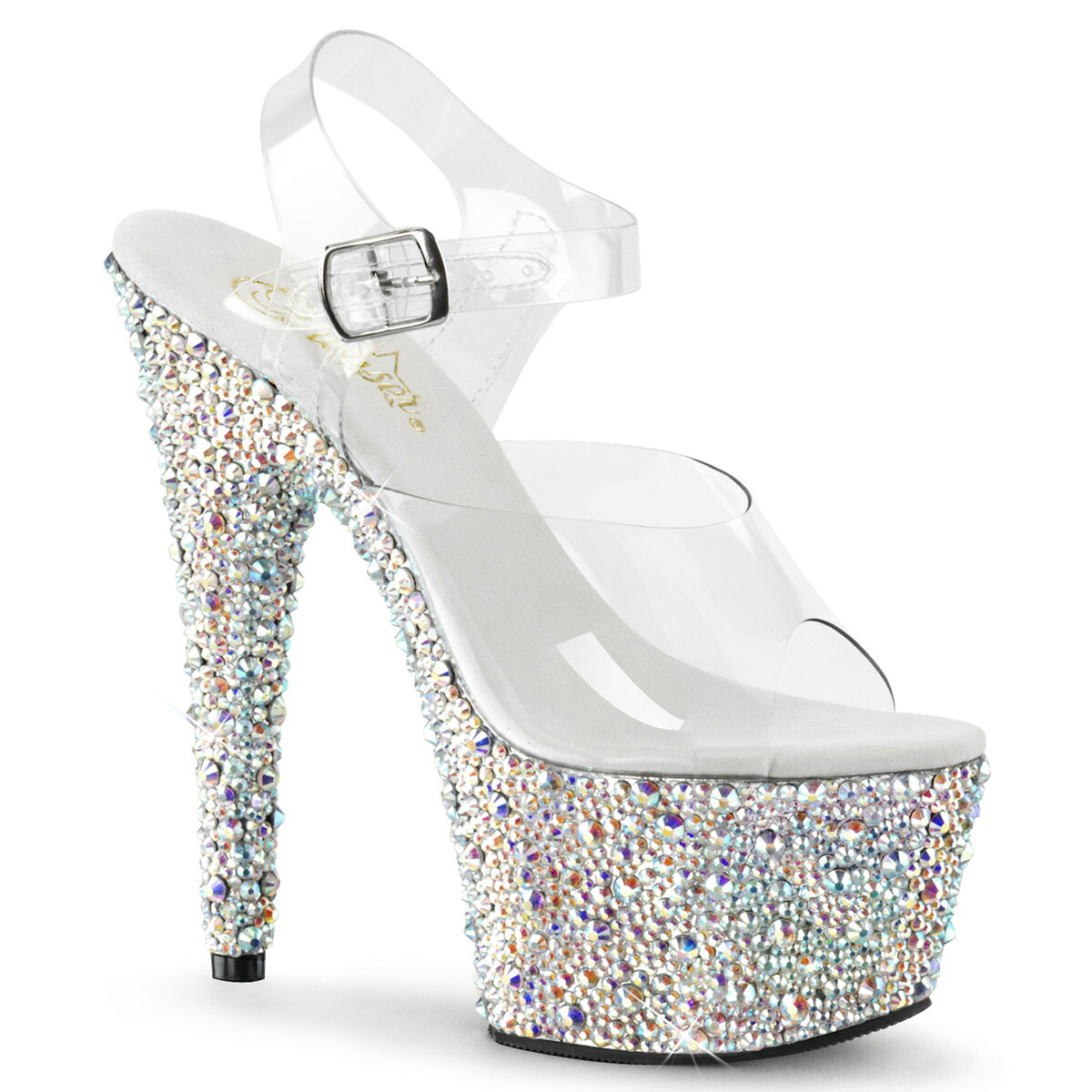 PLEASER　BEJEWELED-708MS プリーザー　レディース マルチサイズ ラインストーン プラットフォーム アンクルストラップ サンダル 19,271円