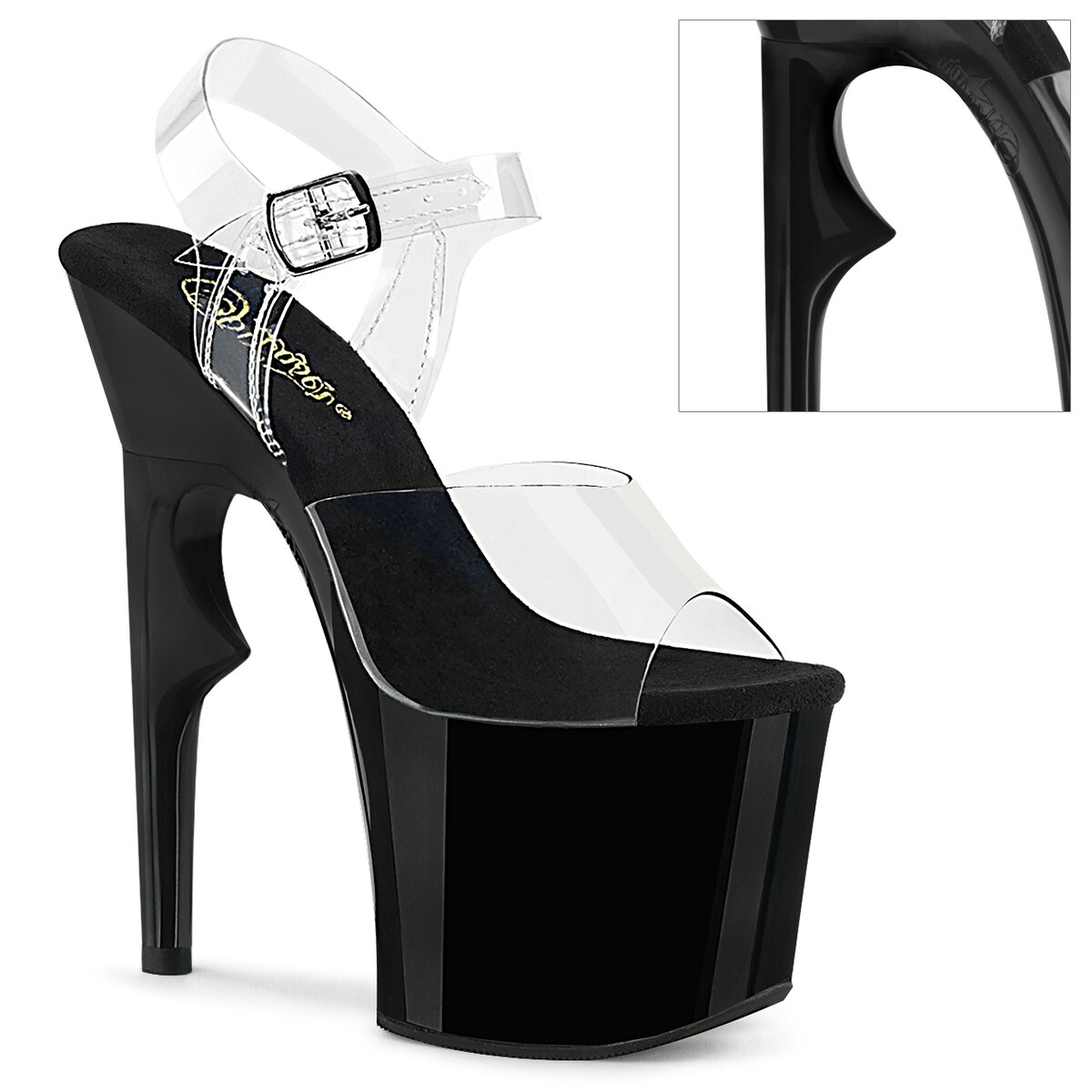 PLEASER LOVETHORN-708 プリーザー　レディース 厚底 プラットフォーム バラのとげデザインヒール クリア アンクルストラップ サンダル