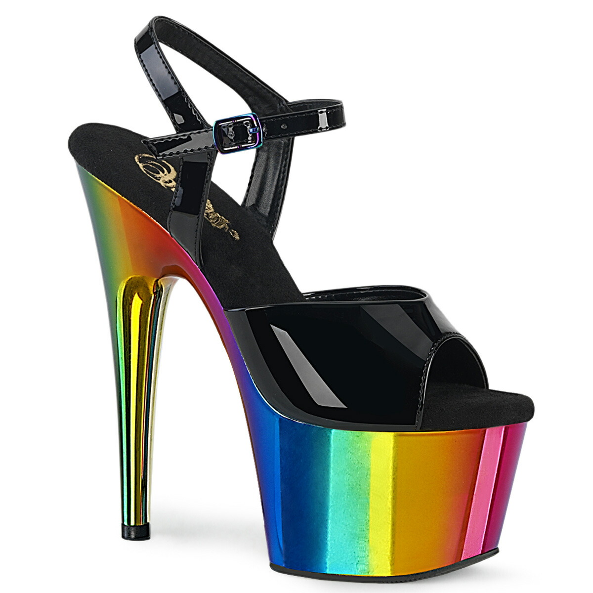 PLEASER　ADORE-709RC プリーザー　レディース レインボークロムプラットフォーム アンクルストラップ サンダル